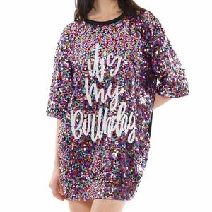 Why Dress Women's Sequin It's My Birthday Top One Size